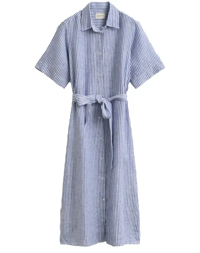 Gant - Striped Shirt Kjole - Royal Blue